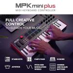 Akai Professional MPK Mini Plus - USB MIDI Keyboard Controller with 37 Mini Keys, 8 MPC Pads, Sequencer, MIDI/CV/Gate I/O, Music Production Software and Native Instruments Sound Package