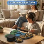 Electric Drum Set for Kids & Adults, 9-Pad Electronic Drum Pad with 0.32" Thickened Silicone, Built-in Speaker, Rechargeable Battery, Headphone Jack. Portable Electric Drums Gift Bateria Electrica