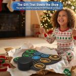 Electric Drum Set for Kids & Adults, 9-Pad Electronic Drum Pad with 0.32" Thickened Silicone, Built-in Speaker, Rechargeable Battery, Headphone Jack. Portable Electric Drums Gift Bateria Electrica