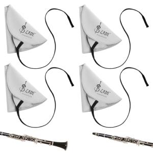 Clarinet Cleaning Kit - 4Pcs Clarinet Swab Clarinet Cleaning Cloth for Piccolo Flute Saxophone and Other Wind & Woodwind Instruments (Gray)