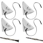 Clarinet Cleaning Kit - 4Pcs Clarinet Swab Clarinet Cleaning Cloth for Piccolo Flute Saxophone and Other Wind & Woodwind Instruments (Gray)