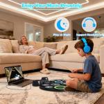 Electric Drum Set with 7-Color Dynamic LED Lights, 9-Pad Electronic Drum Set with Dual Speakers, Bluetooth MIDI, Portable Practice Drum Pad for Kids & Adult Beginners, Christmas Birthday Gift