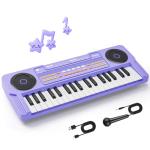 Upgraded 37 Keys Kids Piano Keyboard – Portable Toddler Music Toy Keyboard with Microphone Musical Instrument Birthday Gift for 3 4 5 6 Boys Girls, Purple