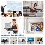 Lusweimi Projector Tripod Stand, 50” Laptop Stand with 2 Shelves for Projector, iPad, DJ Equipment, Portable Adjustable Floor Stand with Gooseneck Phone Holder for Office, Home, Stage or Studio