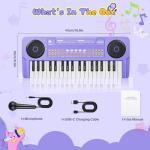 Upgraded 37 Keys Kids Piano Keyboard – Portable Toddler Music Toy Keyboard with Microphone Musical Instrument Birthday Gift for 3 4 5 6 Boys Girls, Purple