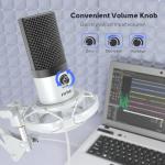FIFINE USB Recording Microphone Kit, Studio Condenser Microphone for Vocals Music Creation, Voice-Over, Singing with Metal Boom Arm, 16mm Diaphragm, Podcast Mic Set-T669 White