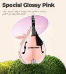 Vangoa Mandolin instrument A Style Mandolin Musical Instrument for Beginners Kids Adults, 8 String Acoustic Mahogany Starter Kits, Pink