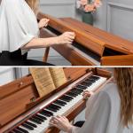 UISCOM 88 Key Weighted Digital Piano - Wooden Desk Electric Piano Transforms Between Desk and Vanity - Progressive Hammer-Action Keyboard, Perfect for Beginners with MIDI Functionality