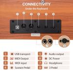 UISCOM 88 Key Weighted Digital Piano - Wooden Desk Electric Piano Transforms Between Desk and Vanity - Progressive Hammer-Action Keyboard, Perfect for Beginners with MIDI Functionality