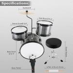 EASTROCK Junior Drum Set, 3 Piece 14'' Junior Drum sets for Drummer,Beginner, Drum Set for 5-7 Years Old with Adjustable Throne,Cymbal,Pedal,Drumsticks (Gray)
