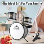 EASTROCK Junior Drum Set, 3 Piece 14'' Junior Drum sets for Drummer,Beginner, Drum Set for 5-7 Years Old with Adjustable Throne,Cymbal,Pedal,Drumsticks (Gray)