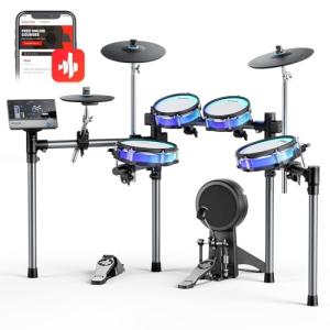 Donner Electric Drum Set with Lights and Touchscreen, Advanced Elctronic Drum Kit with 1126 Sounds, Customize Drum Pad Colors, Internal Rack Wiring, Gaming APP - BackBeat