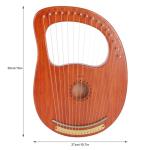LIEKE Lyre Harp 16 Strings with Bag Tuning Wrench,Metal Strings,Mahogany Body and Copper Saddle,Professional Lyre Harp instrument Gift for Beginner Musician