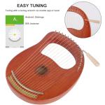 LIEKE Lyre Harp 16 Strings with Bag Tuning Wrench,Metal Strings,Mahogany Body and Copper Saddle,Professional Lyre Harp instrument Gift for Beginner Musician