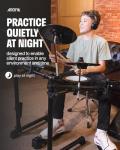 AROMA TDX-18 Electronic Drum Set with 4 Quiet Mesh Drum Pads, 2 Switch Pedal, Portable and Solid Drum Set with, Bluetooth, Drum Throne, Headphones and Sticks