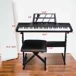 AQNIEGEP 61 Key Electric Keyboard Piano for Beginners w/Light-Up Keys, Christmas Gifts, Full Set: Stand, Bench, Headphones, Padded Bag, Note Stickers, 70 Demos, 200 Rhythms/Tones, LED Display