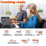 AQNIEGEP 61 Key Electric Keyboard Piano for Beginners w/Light-Up Keys, Christmas Gifts, Full Set: Stand, Bench, Headphones, Padded Bag, Note Stickers, 70 Demos, 200 Rhythms/Tones, LED Display