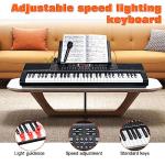AQNIEGEP 61 Key Electric Keyboard Piano for Beginners w/Light-Up Keys, Christmas Gifts, Full Set: Stand, Bench, Headphones, Padded Bag, Note Stickers, 70 Demos, 200 Rhythms/Tones, LED Display