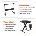 AQNIEGEP 61 Key Electric Keyboard Piano for Beginners w/Light-Up Keys, Christmas Gifts, Full Set: Stand, Bench, Headphones, Padded Bag, Note Stickers, 70 Demos, 200 Rhythms/Tones, LED Display