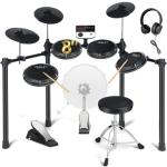 Fesley Electric Drum Set: 5 Drums 3 Cymbals with 4 Quiet Mesh Drum Pads, Electronic Drum Set for Beginner Adult, E Drum Kit with Throne, Headphone, Drumsticks, USB MIDI, Intelligent Sound Module