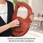 Donner Lyre Harp, 16 Metal Strings, Mahogany Body and Copper Saddle DLH-003 Lyre Harp with Tuning Wrench, Spare String Set, Black Gig Bag, Manual, Ancient Greece Style