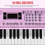 61 Key Electronic Keyboard, Kids Portable Music Keyboard with Full Closed Keys 100 Tones & Rhythms, Recording & Programming, Gift for Children Early Education Beginners, Pink
