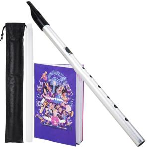 VixxNoxx Irish Tin Whistle in C Key with Music Book & Bag, 6-Hole Traditional Penny Whistle Flute for Adults & Beginners, Brass Wind Instrument for Celtic Folk Music (Sliver)