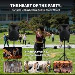 PRORECK Party 12 12-Inch 1800W 2-Way Powered PA Speaker System Combo Set with Bluetooth/USB Drive/SD Card/FM/Remote Control/Speaker Stands for Indoor, Outdoor DJ Parties, Personal Gatherings, Karaoke