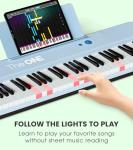 The ONE Smart Keyboard COLOR 61 Keys Piano Keyboard, Music Keyboard with 256 Timbres, 64 Polyphony, 2 Speakers, Built-in LED Lights and Free Apps (Blue)