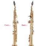 Btuty Brass Straight Soprano Sax Saxophone Bb B Flat Woodwind Instrument Natural Shell Key Carve Pattern with Carrying Case Gloves Cleaning Cloth Straps Cleaning Rod