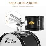 Drum Set Eastar 16 inch 5-Piece, Junior Drum Kit for Beginners Kids Teenagers with Adjustable Throne and Cymbal, Pedal & Drumsticks, Metallic Black (EDS-350MBK)