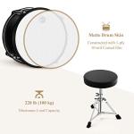 Drum Set Eastar 16 inch 5-Piece, Junior Drum Kit for Beginners Kids Teenagers with Adjustable Throne and Cymbal, Pedal & Drumsticks, Metallic Black (EDS-350MBK)