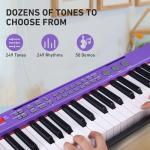 Lexington 61 Key Keyboard Piano, Complete Electronic Piano Keyboard Set for Beginners Adults, Portable Music Keyboard with Lighted Keys, Teaching Modes, Stand, Case, Microphone (Purple)