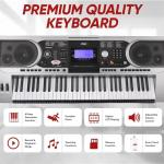 Pyle Piano Keyboard, Electric Musical Instrument, Full Size Portable Music Keyboard, Piano Keyboard 61 Keys, with Sustain Pedal, Headset, Weatherproof Bag and Keyboard Stand