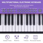 Lexington 61 Key Keyboard Piano, Complete Electronic Piano Keyboard Set for Beginners Adults, Portable Music Keyboard with Lighted Keys, Teaching Modes, Stand, Case, Microphone (Purple)