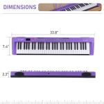 Lexington 61 Key Keyboard Piano, Complete Electronic Piano Keyboard Set for Beginners Adults, Portable Music Keyboard with Lighted Keys, Teaching Modes, Stand, Case, Microphone (Purple)