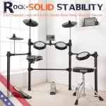 AKLOT Multi-Zone Electric Drum Set: 4 Dual-Trigger Quiet Mesh Drums, 360 Sounds, 10 User Kits, Cymbals with Choke, Electronic Drum Set with Throne, Headphones, Lesson Book for Beginner (B-CORE530Pro)