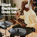MOSEN Electric Drum Set with 4 Quiet Mesh Drum Pads, Cymbals, Sticks, Headphones, USB MIDI, Kick Pedal, 195+ Sounds and 25 Drum Kits for Beginner MED-X3