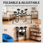 MOSEN Electric Drum Set with 4 Quiet Mesh Drum Pads, Cymbals, Sticks, Headphones, USB MIDI, Kick Pedal, 195+ Sounds and 25 Drum Kits for Beginner MED-X3