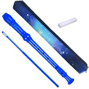 Auteey 8 Holes Soprano Recorder with Cleaning Rod and Bag, Professional German Style C Key Recorder for Kids Beginners Students(Blue)