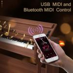 GLARRY 88 Key Weighted Keyboard Piano, GDP-107 Electric Digital Music Keyboard with Audio and MIDI Bluetooth, Triple Pedals, Headphone for All Experience Levels, Black Walnut