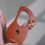LIEKE 7 String Lyre Harp Instrument with Tuning Wrench,Metal Strings,Bag, Mahogany Body and Bone Saddle,Lyre Harp Kit Gift for Kids Adults Beginner