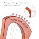 LIEKE 7 String Lyre Harp Instrument with Tuning Wrench,Metal Strings,Bag, Mahogany Body and Bone Saddle,Lyre Harp Kit Gift for Kids Adults Beginner