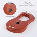 LIEKE 7 String Lyre Harp Instrument with Tuning Wrench,Metal Strings,Bag, Mahogany Body and Bone Saddle,Lyre Harp Kit Gift for Kids Adults Beginner