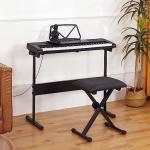 MUSTAR 61 Key Piano Keyboard, Electric Piano Keyboard with Lighted Up Keys, Learning Keyboards Piano for Beginners With Piano Stand, LCD Screen, Headphones, Microphone (Black with Stool)