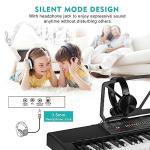 MUSTAR 61 Key Piano Keyboard, Electric Piano Keyboard with Lighted Up Keys, Learning Keyboards Piano for Beginners With Piano Stand, LCD Screen, Headphones, Microphone (Black with Stool)