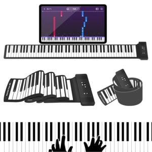 88Keys Roll Up Piano, MARVTOWN Portable Fordable Rechargeable Hand Roll Keyboard Piano, 108 Rhythms, 128 Tones,Waterproof electric Keyboard Piano with MIDI Function, Best Gift for Kids and Beginners