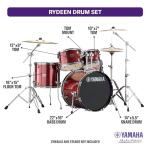 Yamaha Rydeen 5pc Shell Pack with 22" Bass Drum, Burgundy Glitter