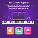 88Keys Roll Up Piano, MARVTOWN Portable Fordable Rechargeable Hand Roll Keyboard Piano, 108 Rhythms, 128 Tones,Waterproof electric Keyboard Piano with MIDI Function, Best Gift for Kids and Beginners