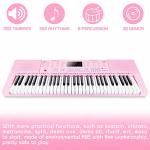 Vangoa VGK610 Piano Keyboard, 61 Mini Keys Portable Music Keyboard for Beginners with Microphone, 3 Teaching Modes, 350 Tones, 350 Rhythms, 30 Demos, Pink